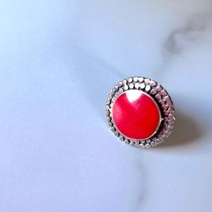 Silver Red Statement Ring